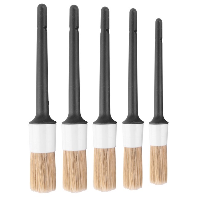 Natural Boar Hair Detail Brush (Set Of 5),Premium Detail Brushes For  Engines, Wheels, Interior, Leather, Trim,Air Vents, Emblems - AliExpress